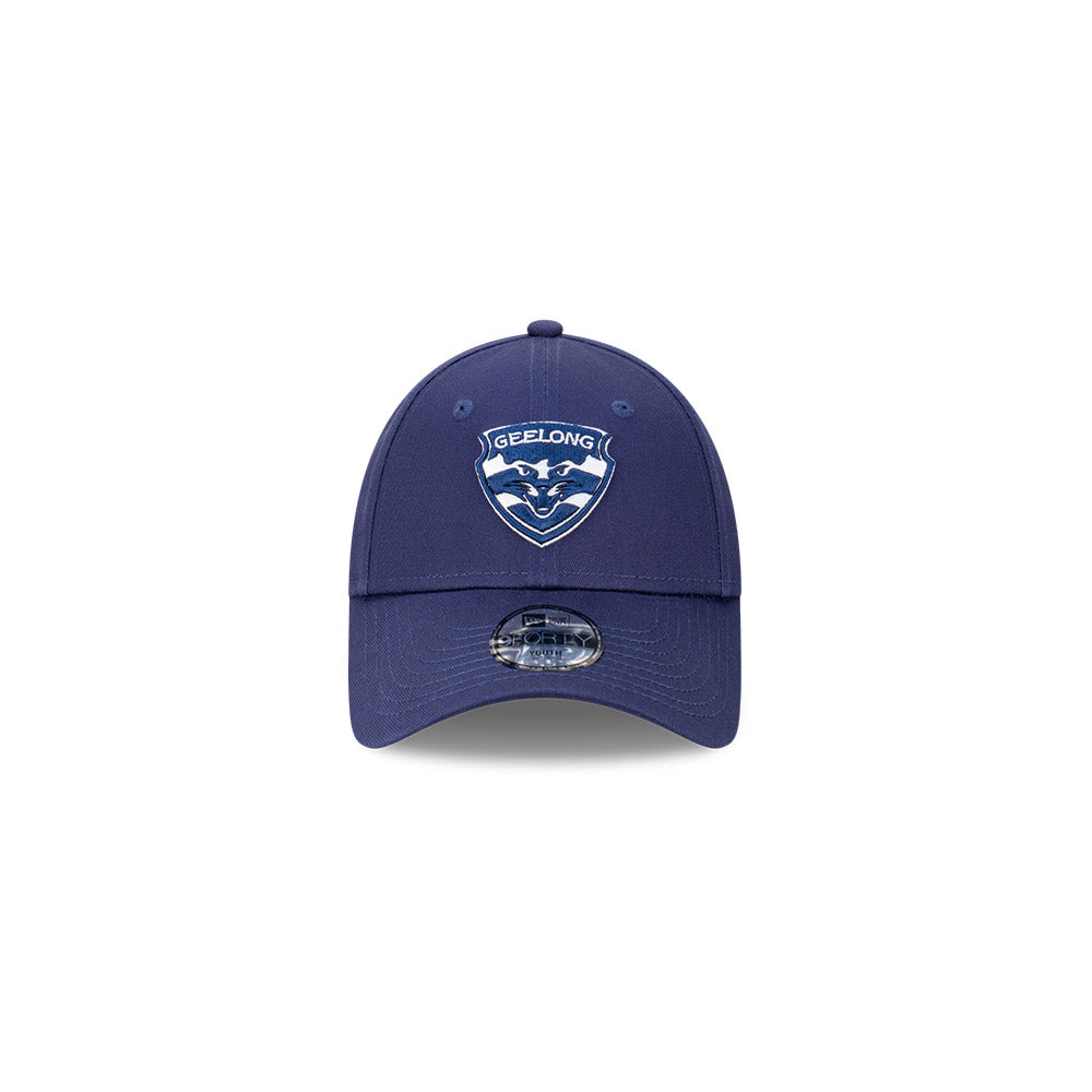 Geelong Cats Kids Hat - AFL Official Team Colour Navy Blue 9Forty Kids Strapback Cap - New Era